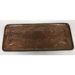 Two circa 1900 Newlyn copper rectangular trays, both with fish motifs and stamped "Newlyn",