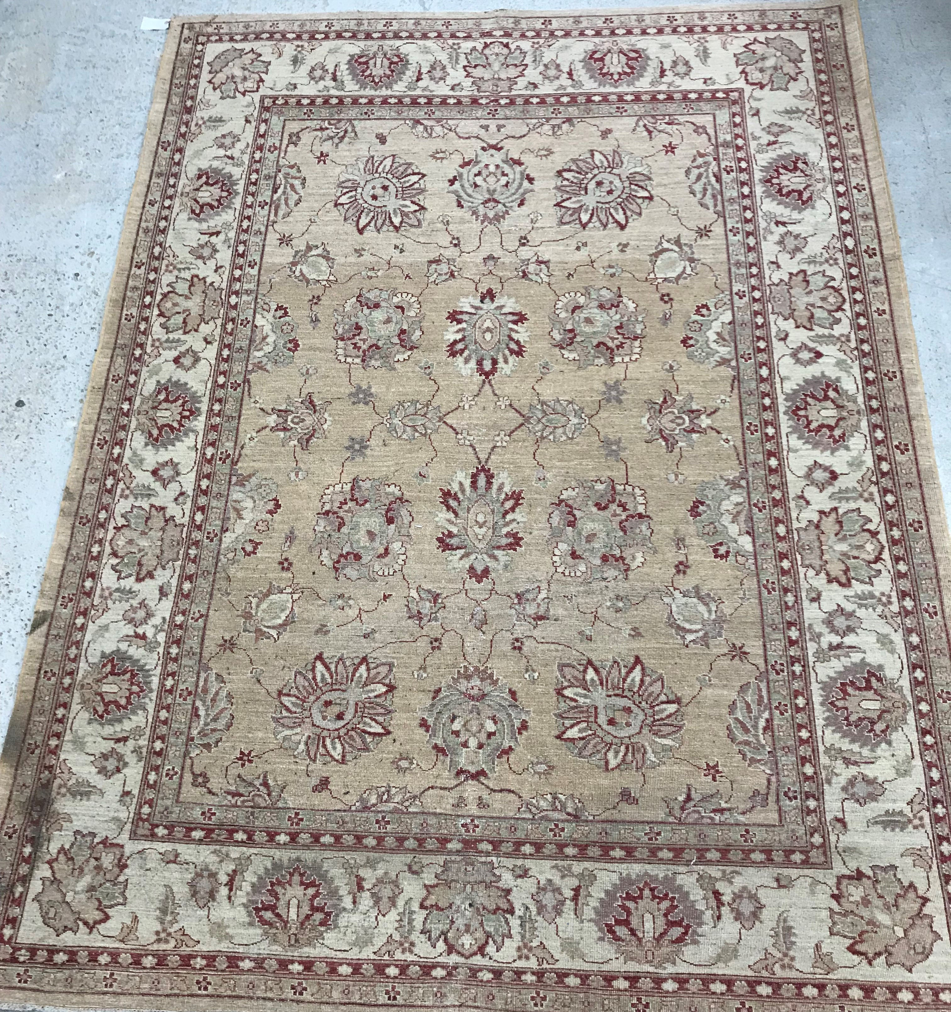 A Tabriz design rug, the central panel set with all-over floral design on a cream ground, - Image 11 of 16