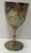 A Victorian embossed silver goblet inscribed “Joseph Leonard Boulden from W.