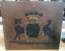 A 19th Century hand-painted armorial, oil on panel,