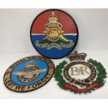 A modern painted cast iron "Royal Engineers" sign 28 cm high,