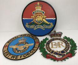 A modern painted cast iron "Royal Engineers" sign 28 cm high,