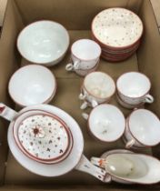 A 19th Century china part tea set with oxide red decoration