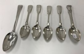 A set of four Victorian silver "Fiddle" pattern dessert spoons (by Joseph and Albert Savory,