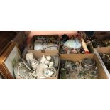 A quantity of Johnson Brothers Indian Tree dinner wares, a further box of china ware,