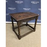 A 19th Century oak single drawer side table in the 17th Century manner,