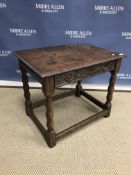 A 19th Century oak single drawer side table in the 17th Century manner,