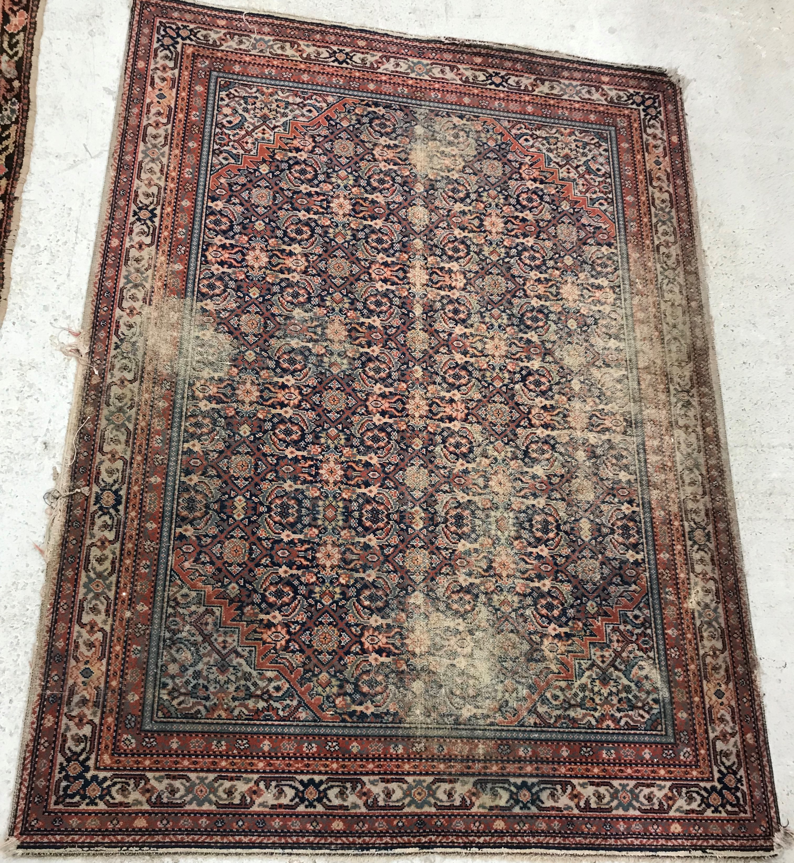 A Persian runner, the central panel set with floral sprays within a grid design, on a pink ground, - Image 6 of 6