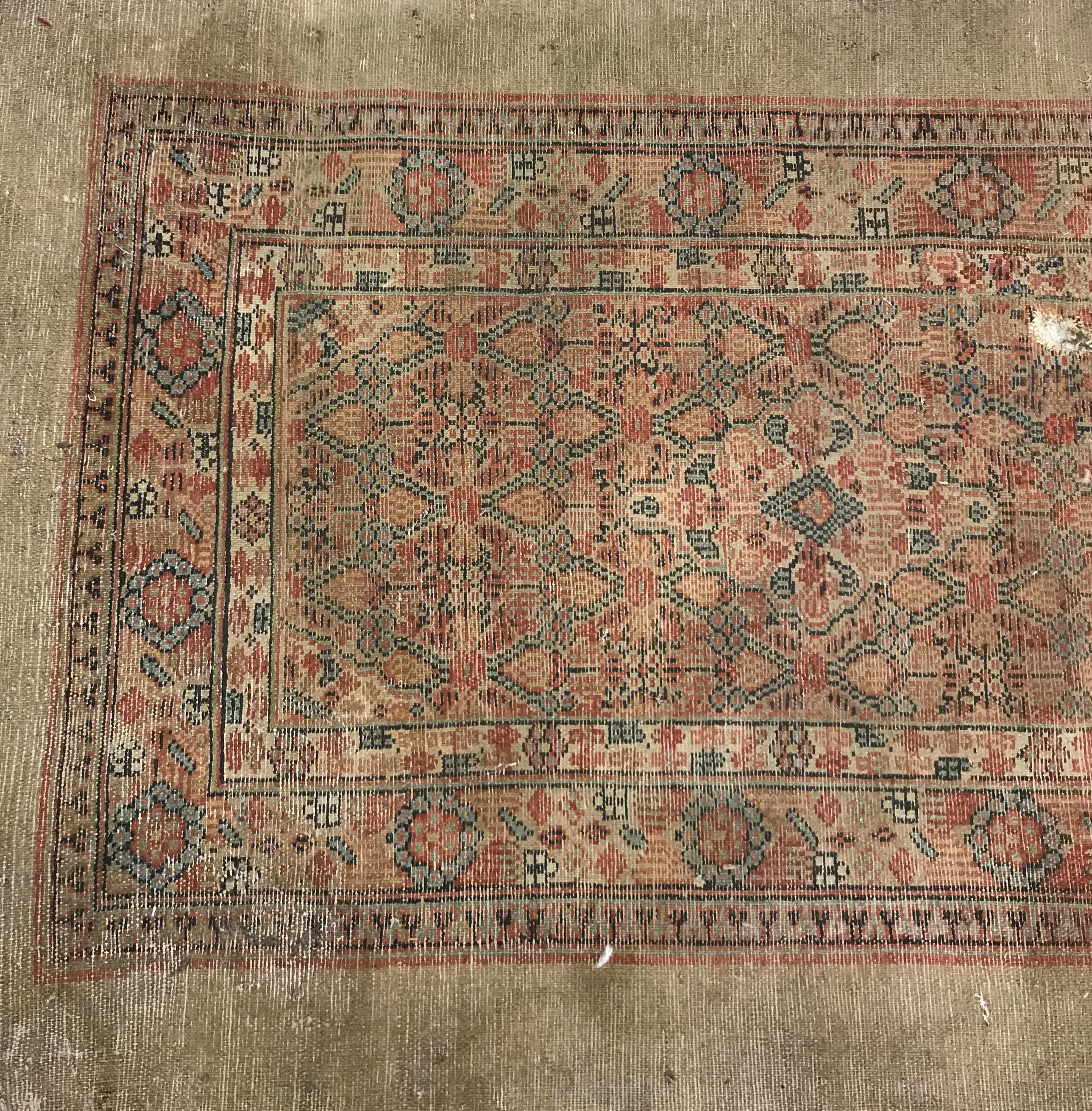 A Donegal type machine woven runner set with repeating geometric style design on a red ground, - Image 8 of 26