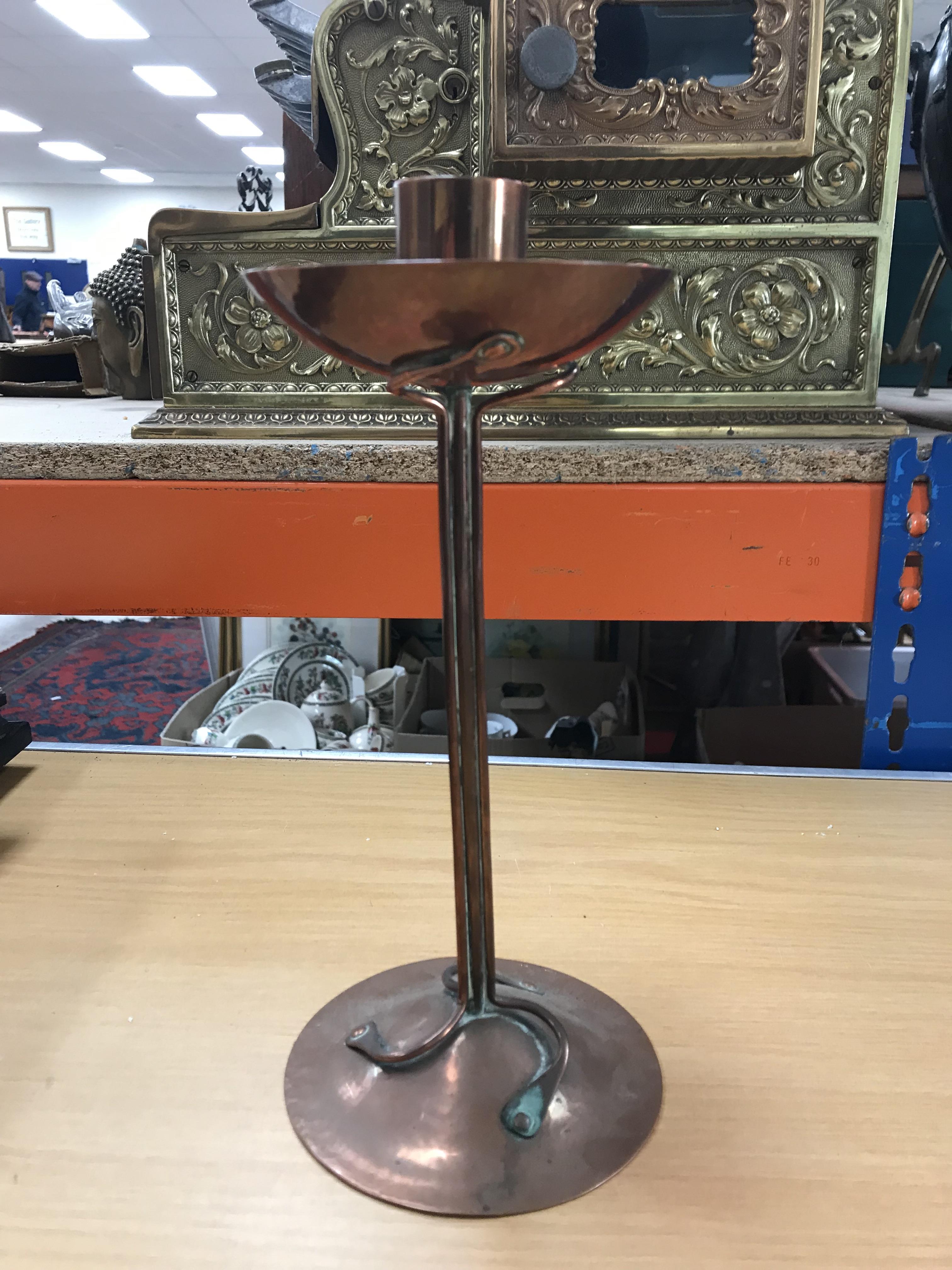 A collection of early 20th Century copper and brass ware comprising a copper candlestick with - Image 50 of 50