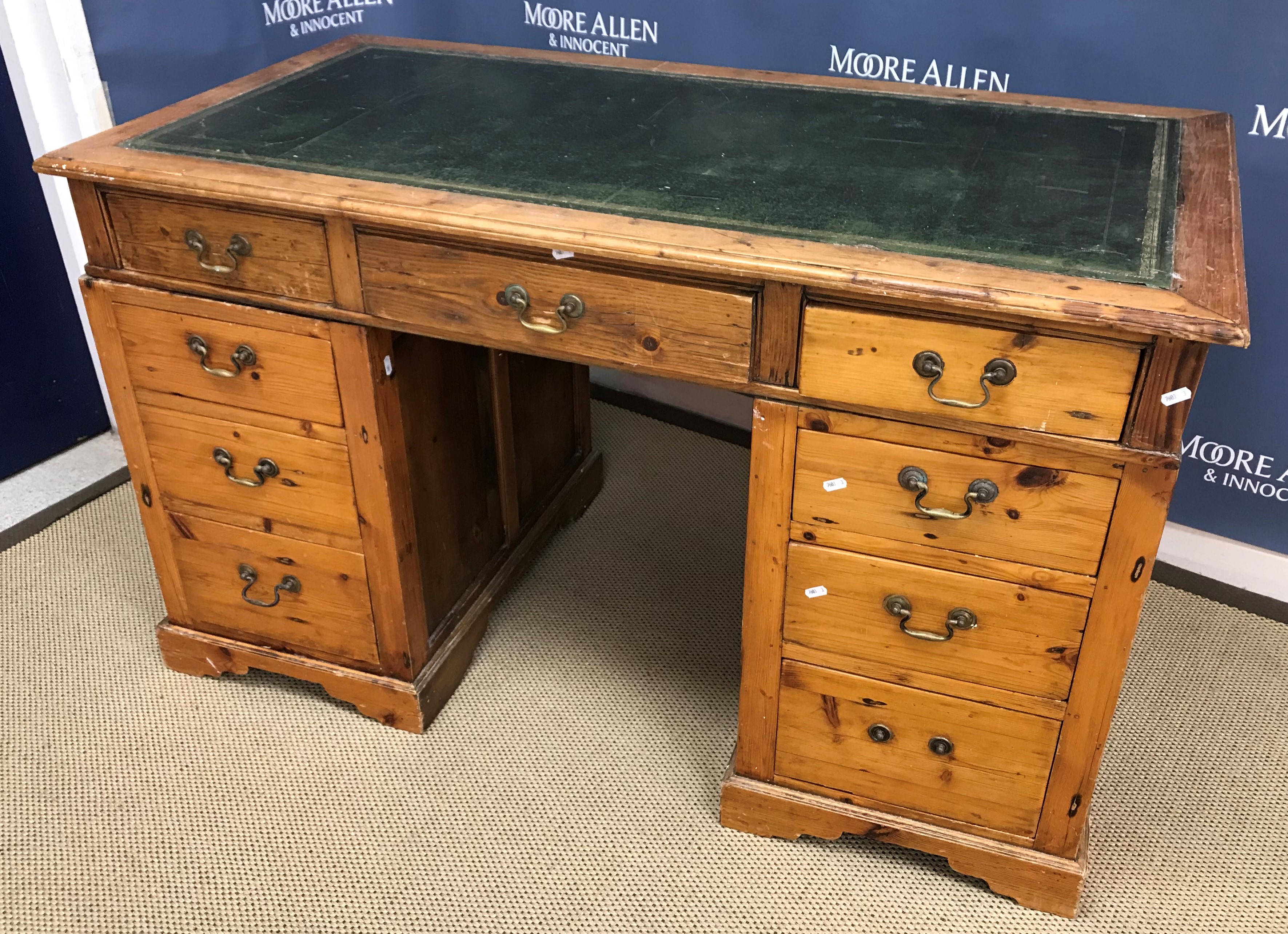 A Victorian pine pedestal desk, - Image 6 of 6