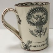 A 19th Century pearlware mug inscribed "James Leach",