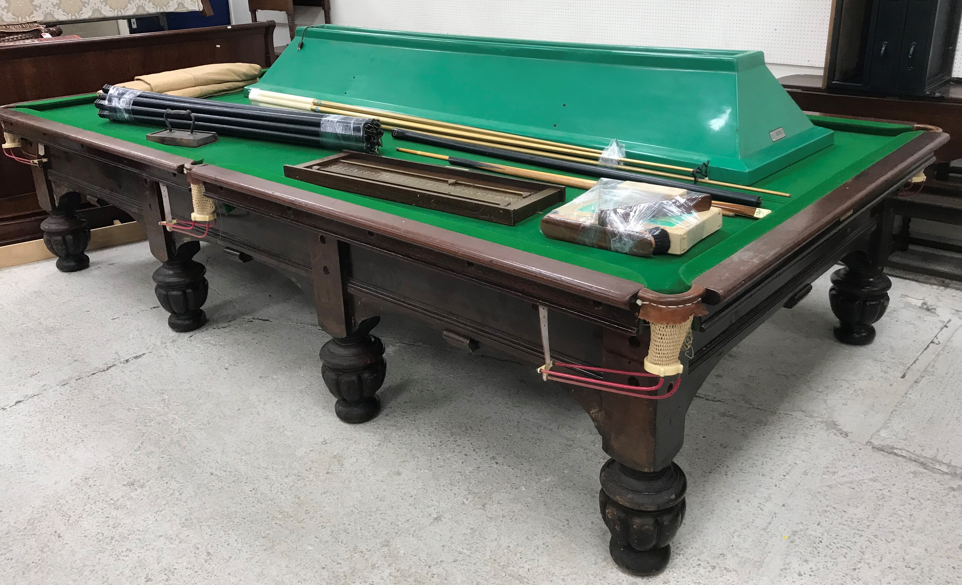 A mahogany framed full size snooker / billiards table by Burroughes & Watts Ltd of London, - Image 2 of 27