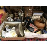 Eight boxes of assorted sundry household items to include china, glassware,