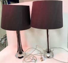A pair of 20th Century glass table lamps possibly Flygsfors, by Paul Kedelv, signed to base 35.