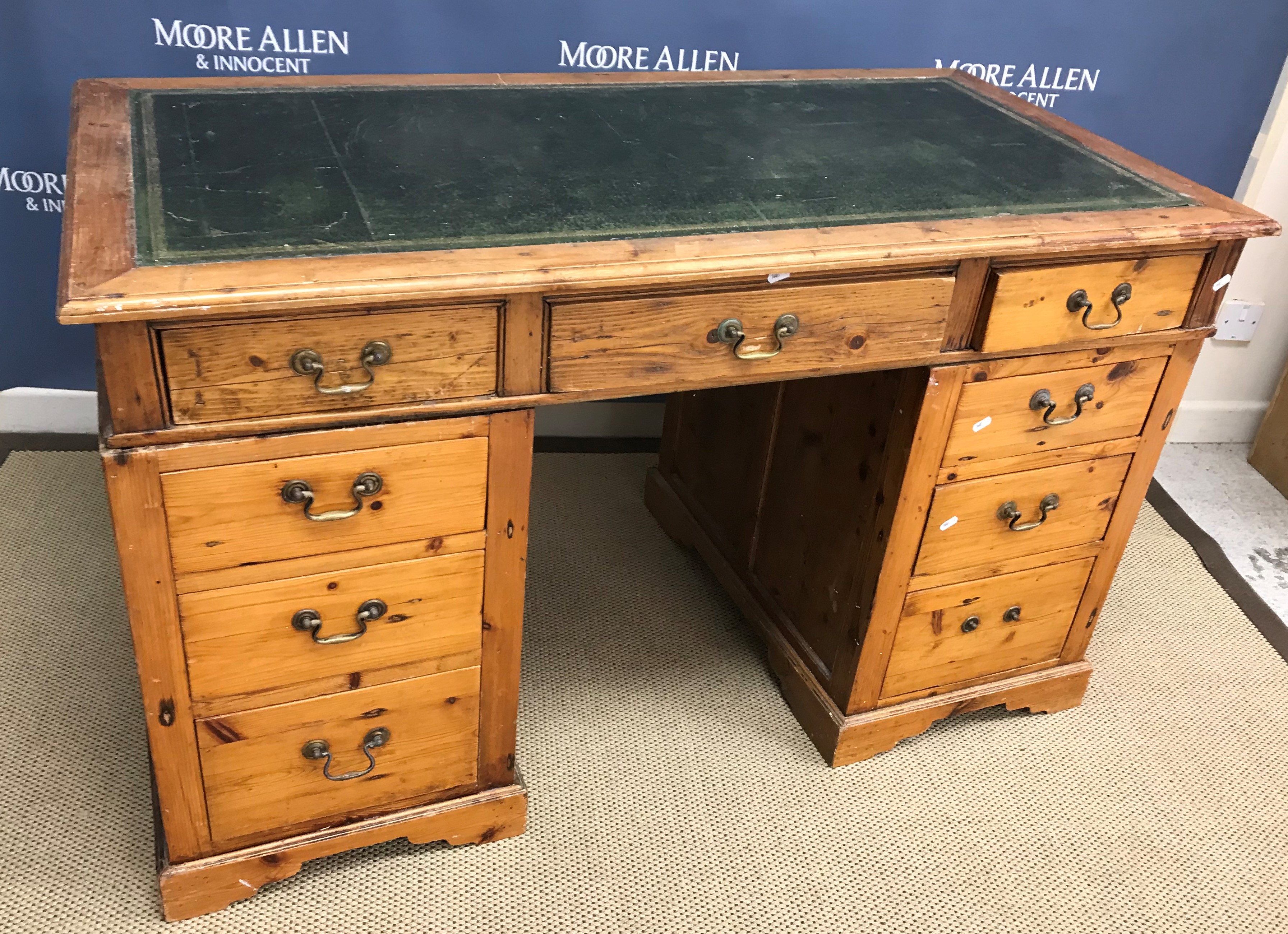 A Victorian pine pedestal desk, - Image 5 of 6