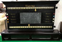 A circa 1900 Burroughes & Watts Ltd Russian bar billiards scoreboard of typical form with central