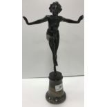 AFTER J M MICHEL "Nude study of young woman dancing", bronze,