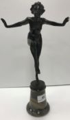 AFTER J M MICHEL "Nude study of young woman dancing", bronze,