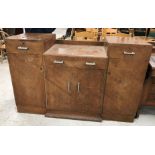 A mid 20th Century walnut sideboard in the Art Deco manner 153 cm wide x 60 cm deep x 98 cm high