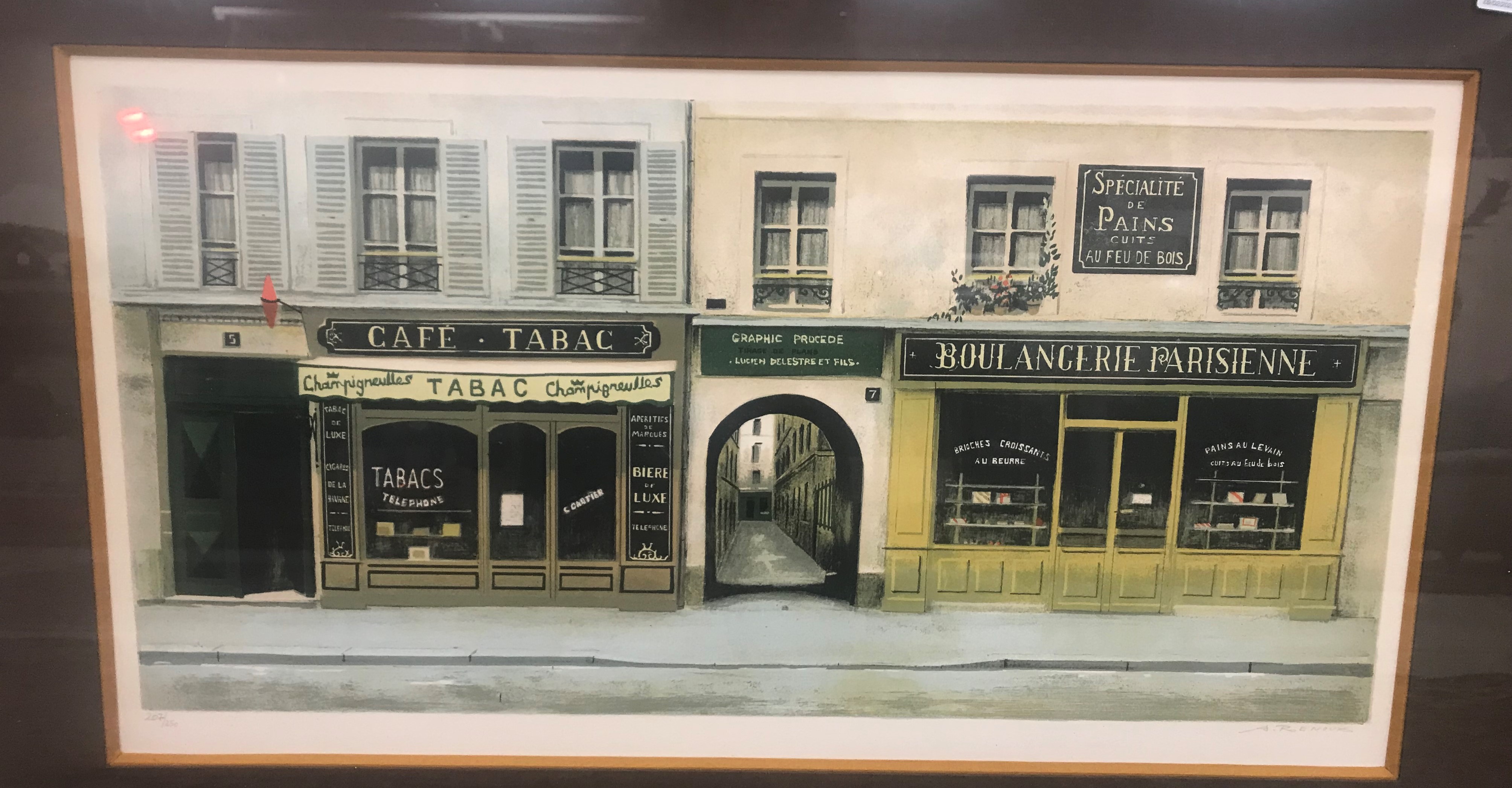 AFTER PA RENOUX "Café Tabac, Boulangerie Parisienne", limited edition colour print, No'd.