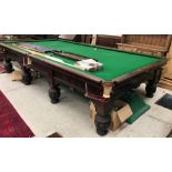 A mahogany framed full size snooker / billiards table by Burroughes & Watts Ltd of London,