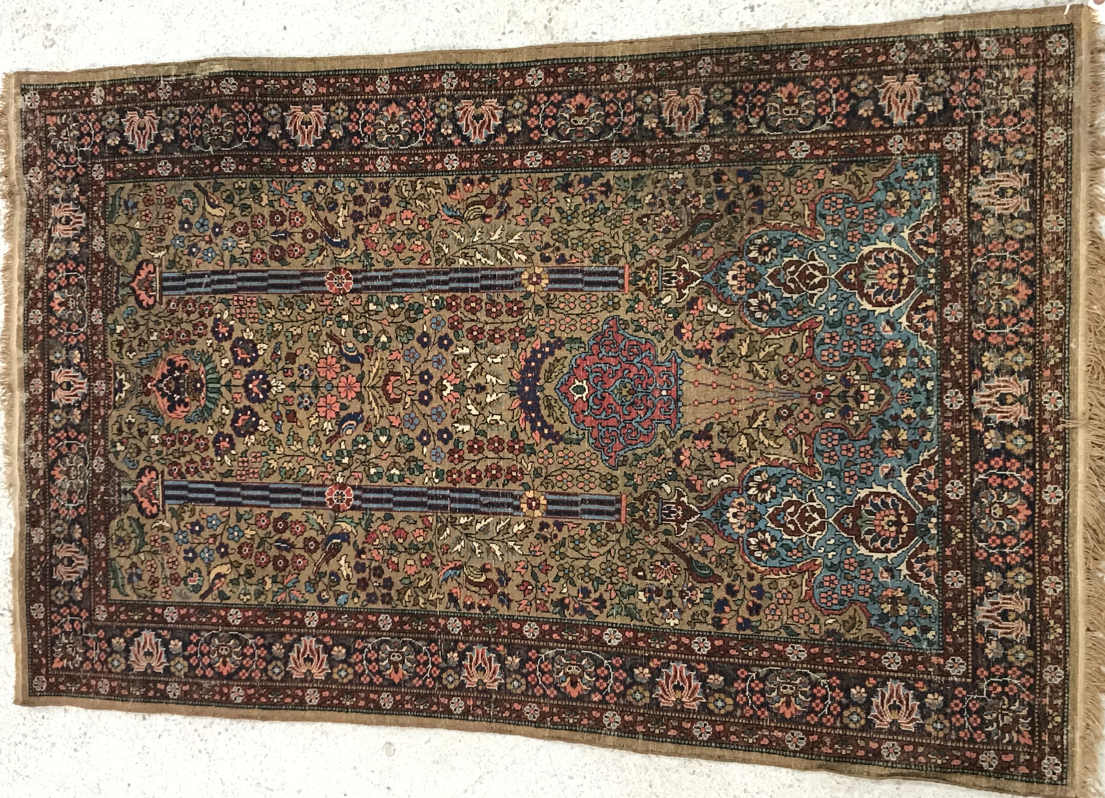 An Oriental prayer rug of Mihrab style design, - Image 2 of 2