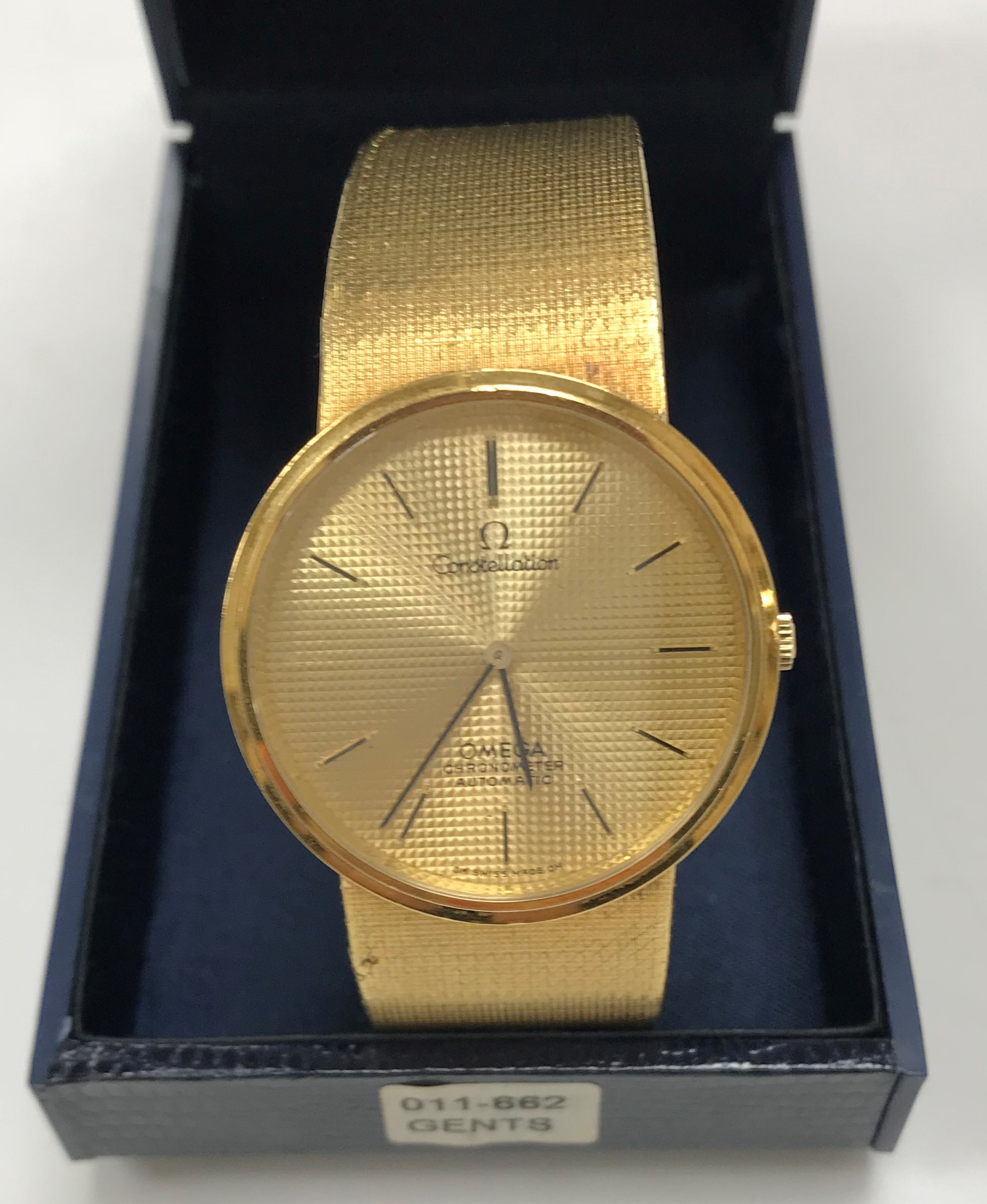 An 18 carat gold Omega Constellation watch,