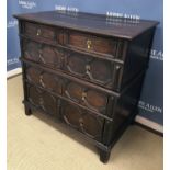 A 19th Century oak chest in the mid 17th Century manner,