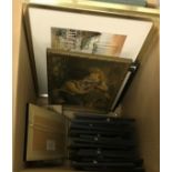 A box of various prints including Royal Horticultural Society botanical studies x 4,