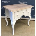 An early to mid 20th Century light oak three drawer plan chest (upper section now as a coffee