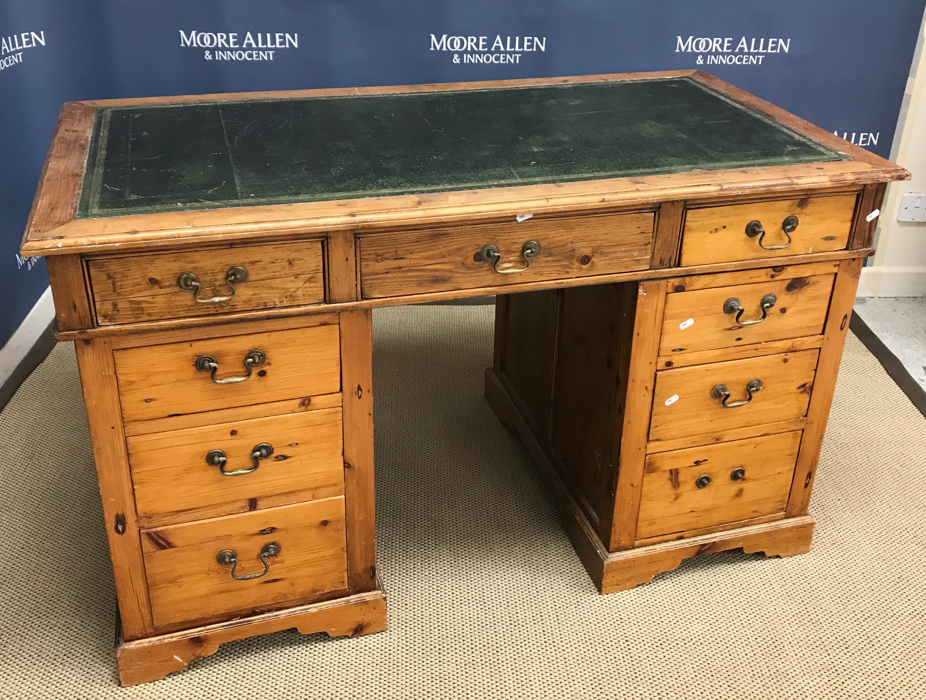 A Victorian pine pedestal desk, - Image 4 of 6