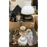 A small collection of china ware to include a Staffordshire group figure,