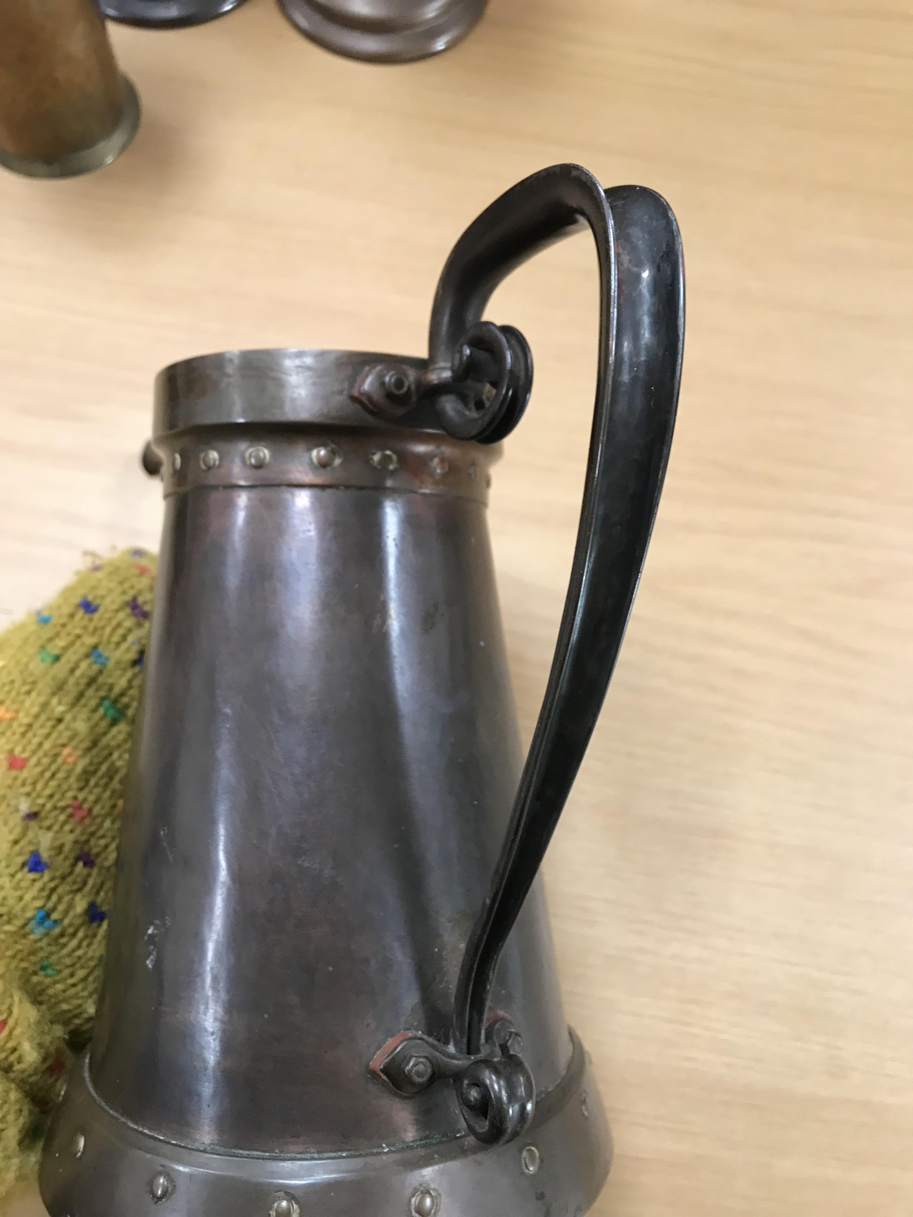 A collection of early 20th Century copper and brass ware comprising a copper candlestick with - Image 16 of 50