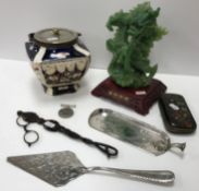 A collection of items to include a circa 1900 tortoiseshell and inlaid card case decorated with