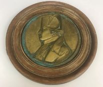 AFTER PIERRE JEAN DAVID D'ANGER (1788-1856) "Napoleon", brass plaque,