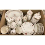 A Royal Doulton rose decorated part tea set to include cups, saucers, side plates,