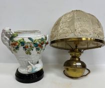 A late 19th Century Dresden porcelain oil lamp base,