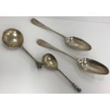 Two 18th Century silver table spoons,