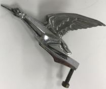 A chrome plated Art Deco style car mascot as a flying bird 17 cm long