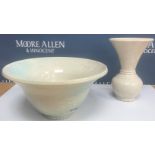 An Andrew Broughton Tompkins raku white bowl of flared form, 39 cm diameter x 20 cm high,