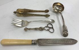 A William IV silver fiddle and thread pattern sauce ladle (by William Theobalds, London 1834),