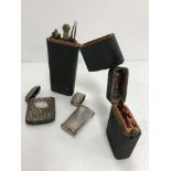 A 19th Century shagreen covered etui with three various tortoiseshell knives,