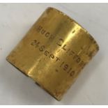 An 18 carat gold ferrule inscribed "Hugh Clifford 24 Sept 1910" 10.