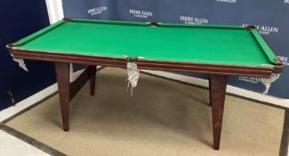A modern mahogany effect framed quarter size folding billiard / snooker table,