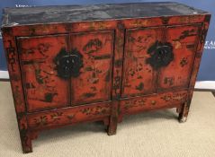 A 19th Century Chinese lacquered dwarf cupboard,
