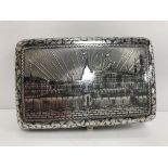 A late 19th Century Niello decorated silver snuff box,