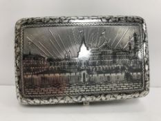 A late 19th Century Niello decorated silver snuff box,