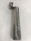An Edwardian silver cylindrical cigar tube with beaten/planished decoration (by Alexander Clark