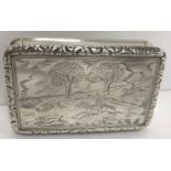 A George IV silver snuff box of rectangular waisted form,